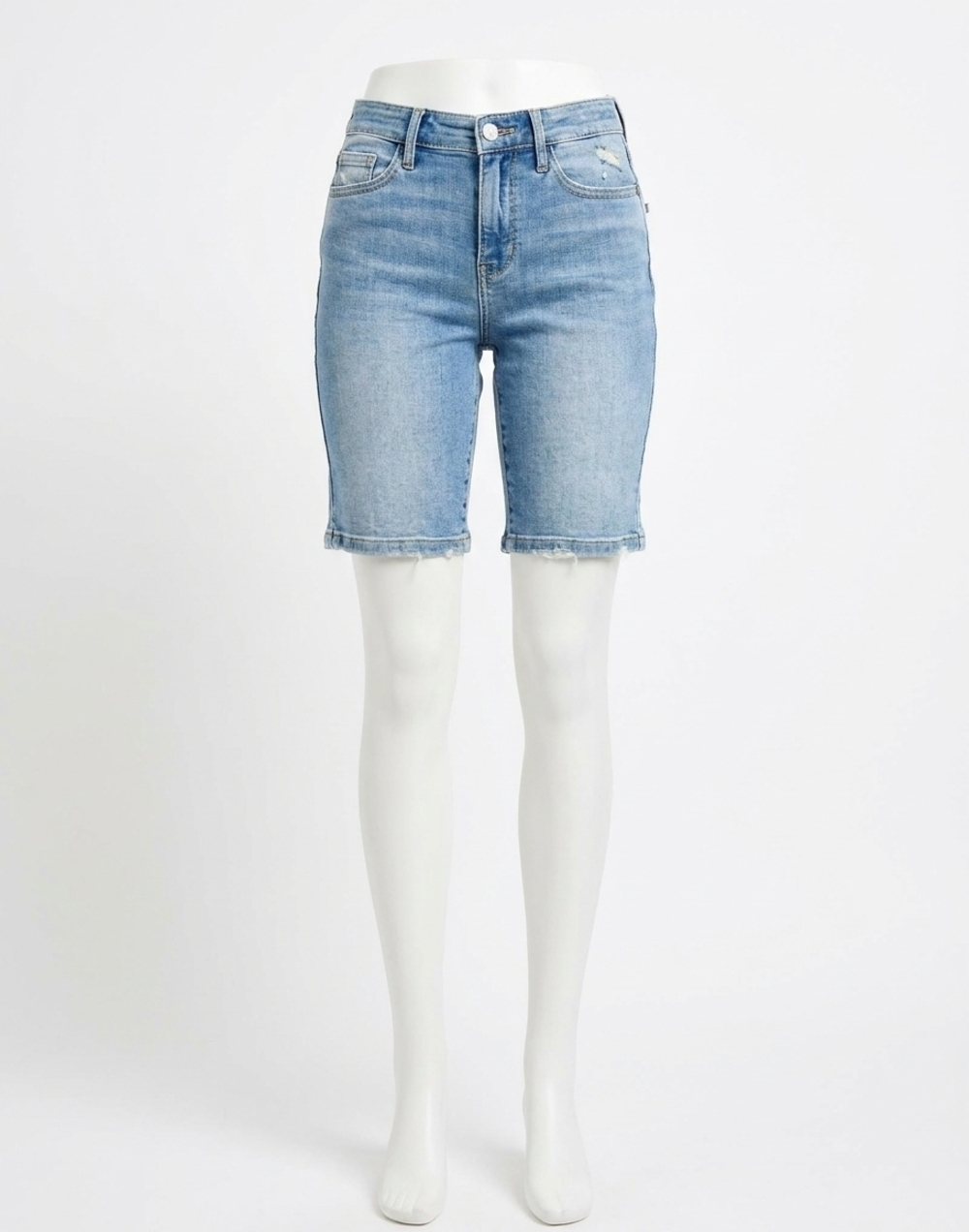 NEW JUDY BLUE women's charlene vintage wash bermuda denim shorts in blue